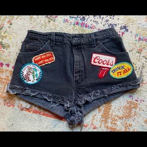 Vintage Patched Up Levi’s Black Denim Shorts
